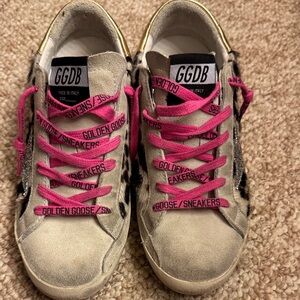 Golden Goose Womens Sneakers i Pink Laces and leopard with silver star